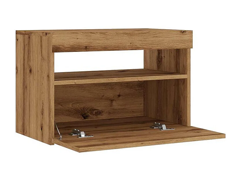 Meuble TV avec lumière LED chêne artisanal bois d'ingénierie