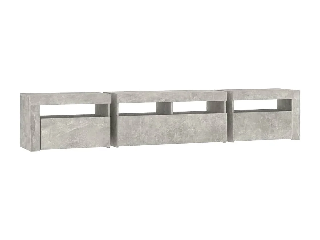 Meuble TV avec lumière LED Gris béton