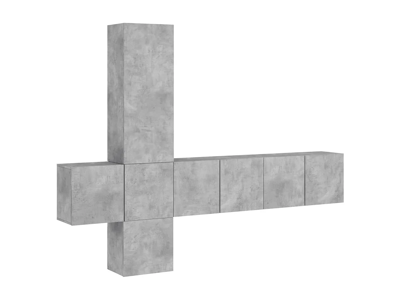 Unité murale TV 5 pc gris béton bois d'ingénierie
