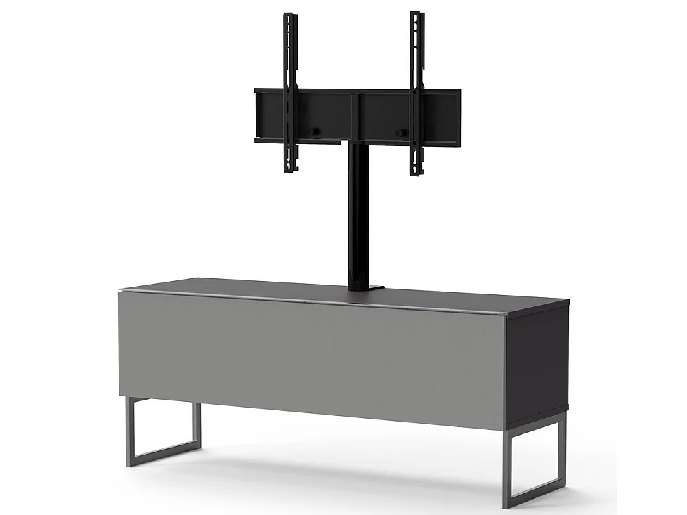 Meuble TV avec support écran tissu acoustique et mélaminé gris Anapa 120cm