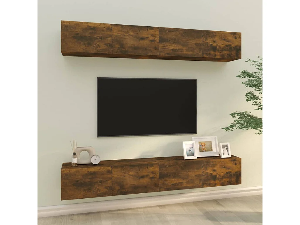Meuble TV muraux 4 pc Chêne fumé 100x30x30