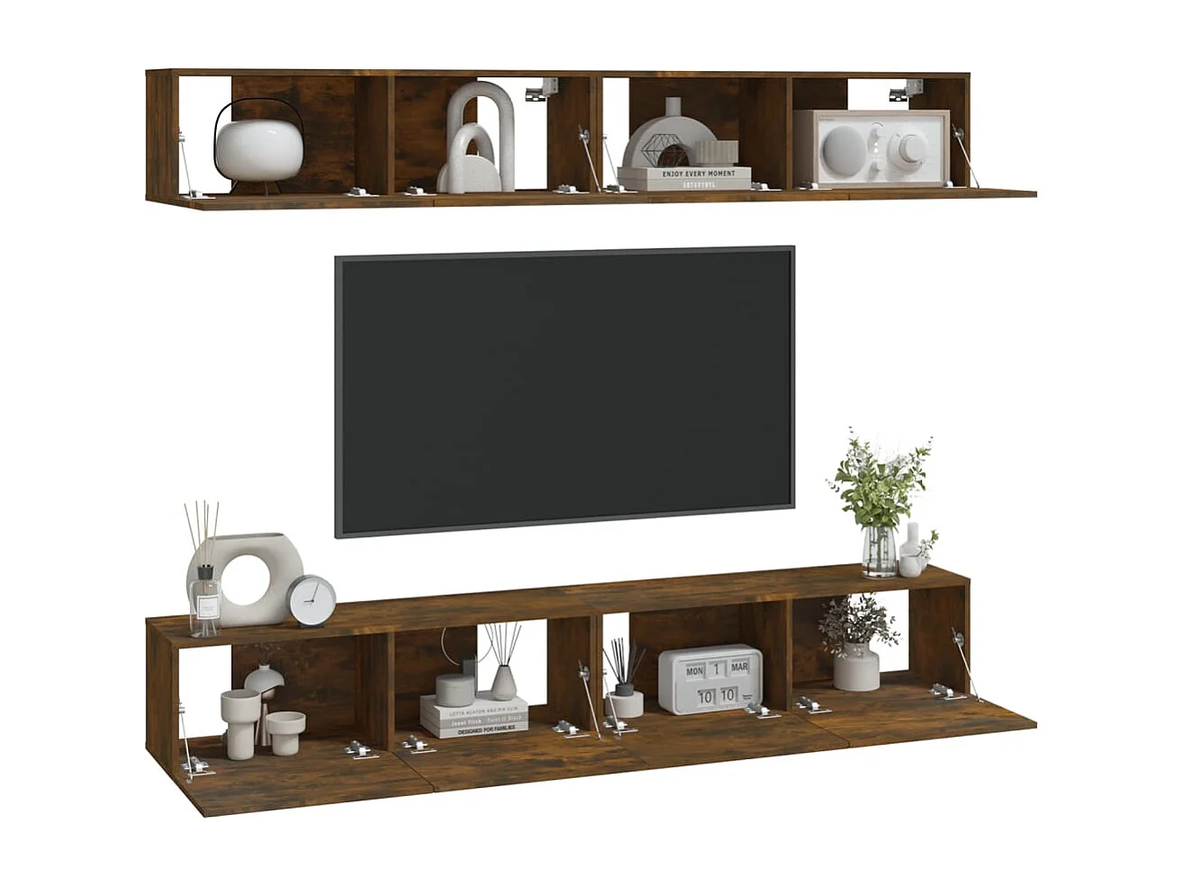 Meuble TV muraux 4 pc Chêne fumé 100x30x30