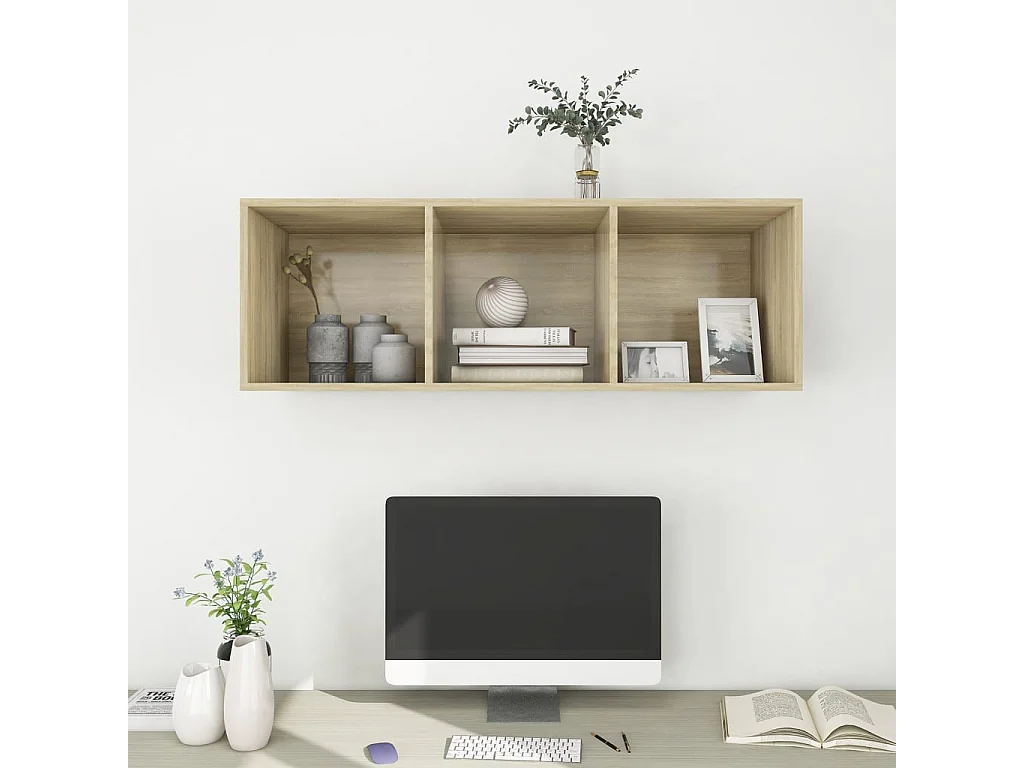 Meuble TV mural Chêne sonoma 37x37x107