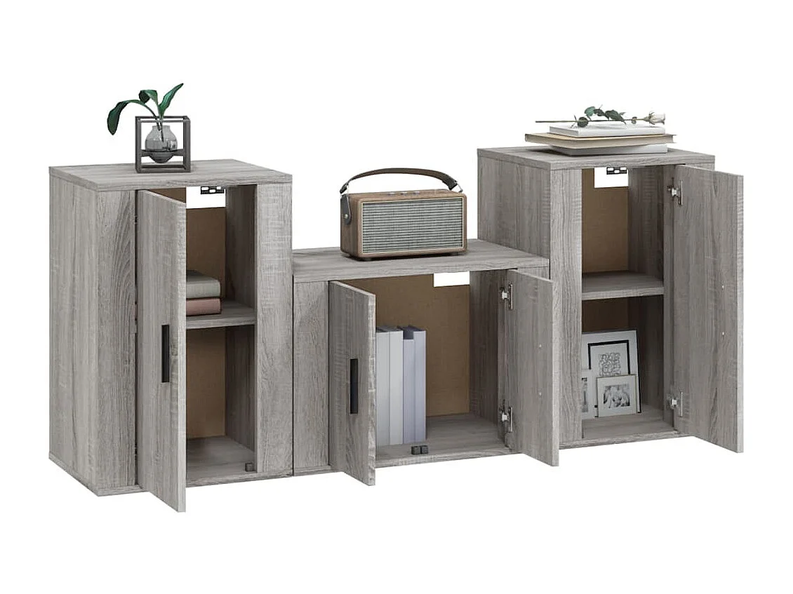 Ensemble de meuble TV 3 pc Sonoma gris Bois d'ingénierie