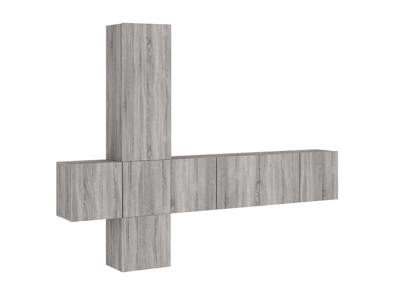 Unité murale TV 5 pc sonoma gris bois d'ingénierie
