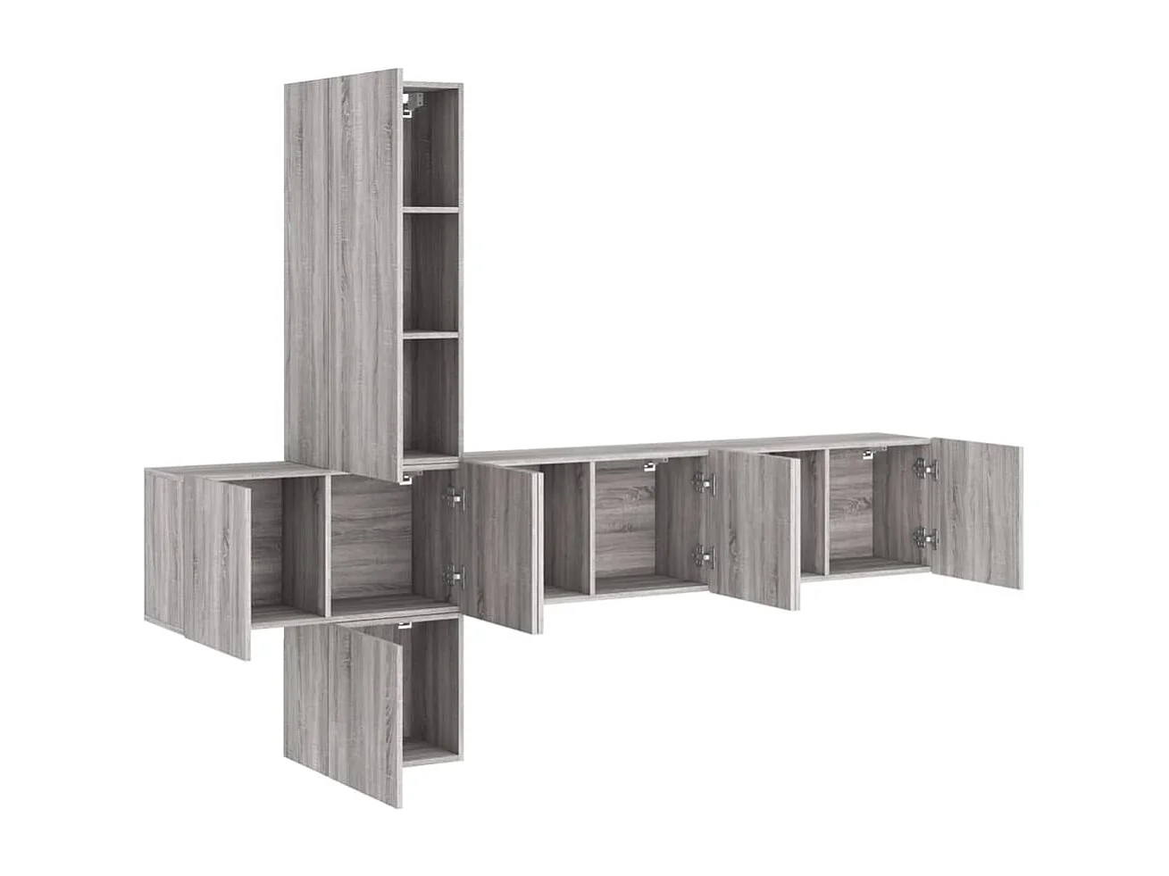 Unité murale TV 5 pc sonoma gris bois d'ingénierie