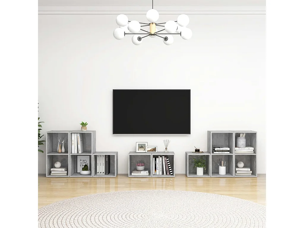 Ensemble de meuble TV 8 pc Gris béton