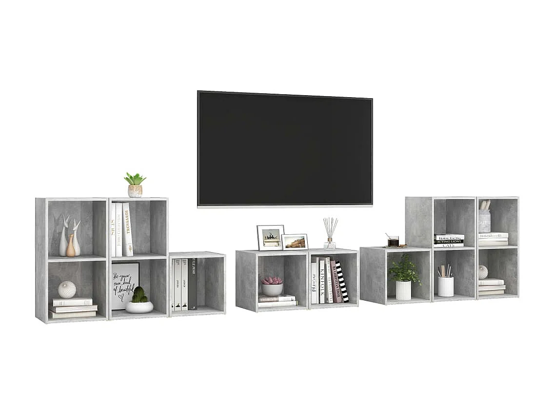 Ensemble de meuble TV 8 pc Gris béton