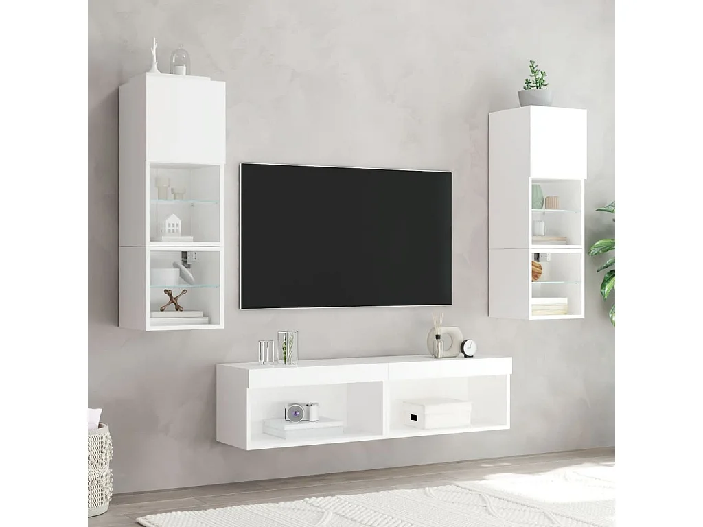 Meuble TV avec lumière LED blanc 60x30x30