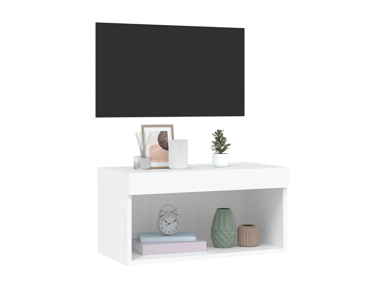 Meuble TV avec lumière LED blanc 60x30x30