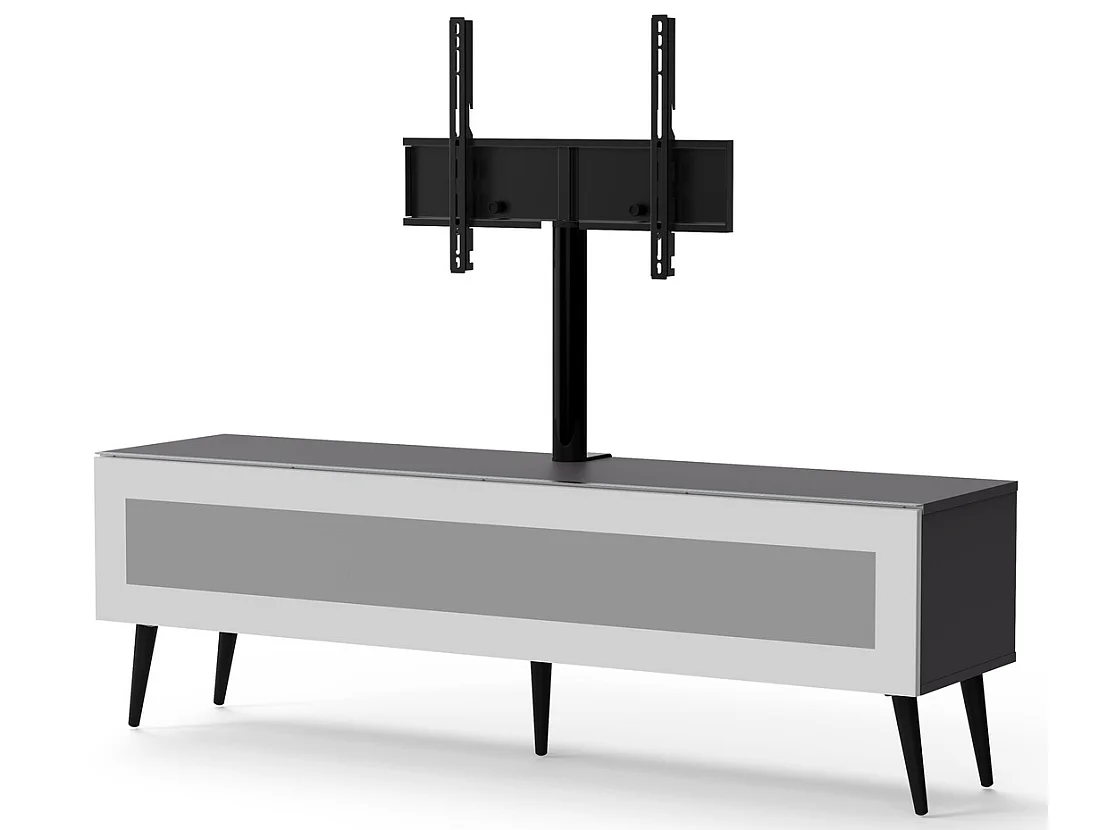 Meuble TV avec support écran verre infrarouge et mélaminé gris Saratov 160cm