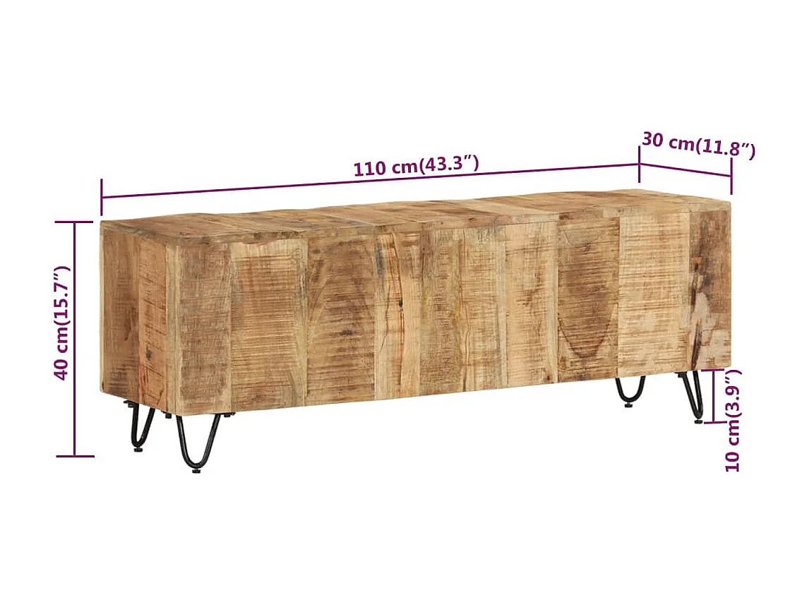 Meuble TV 110x30x40 Bois massif de manguier 2