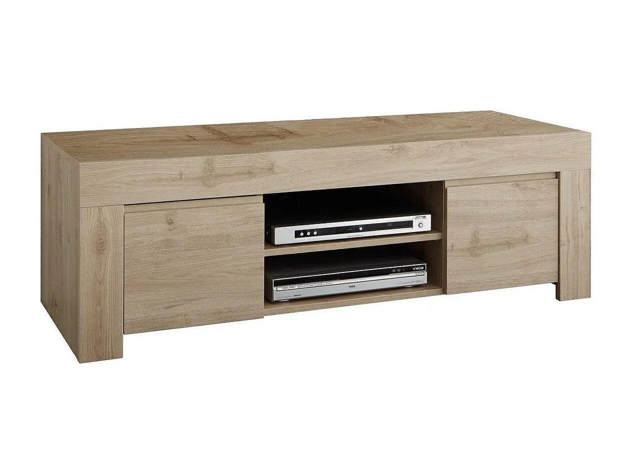 Meuble TV 2 porte bois mélaminé chêne clair Napan L 138cm