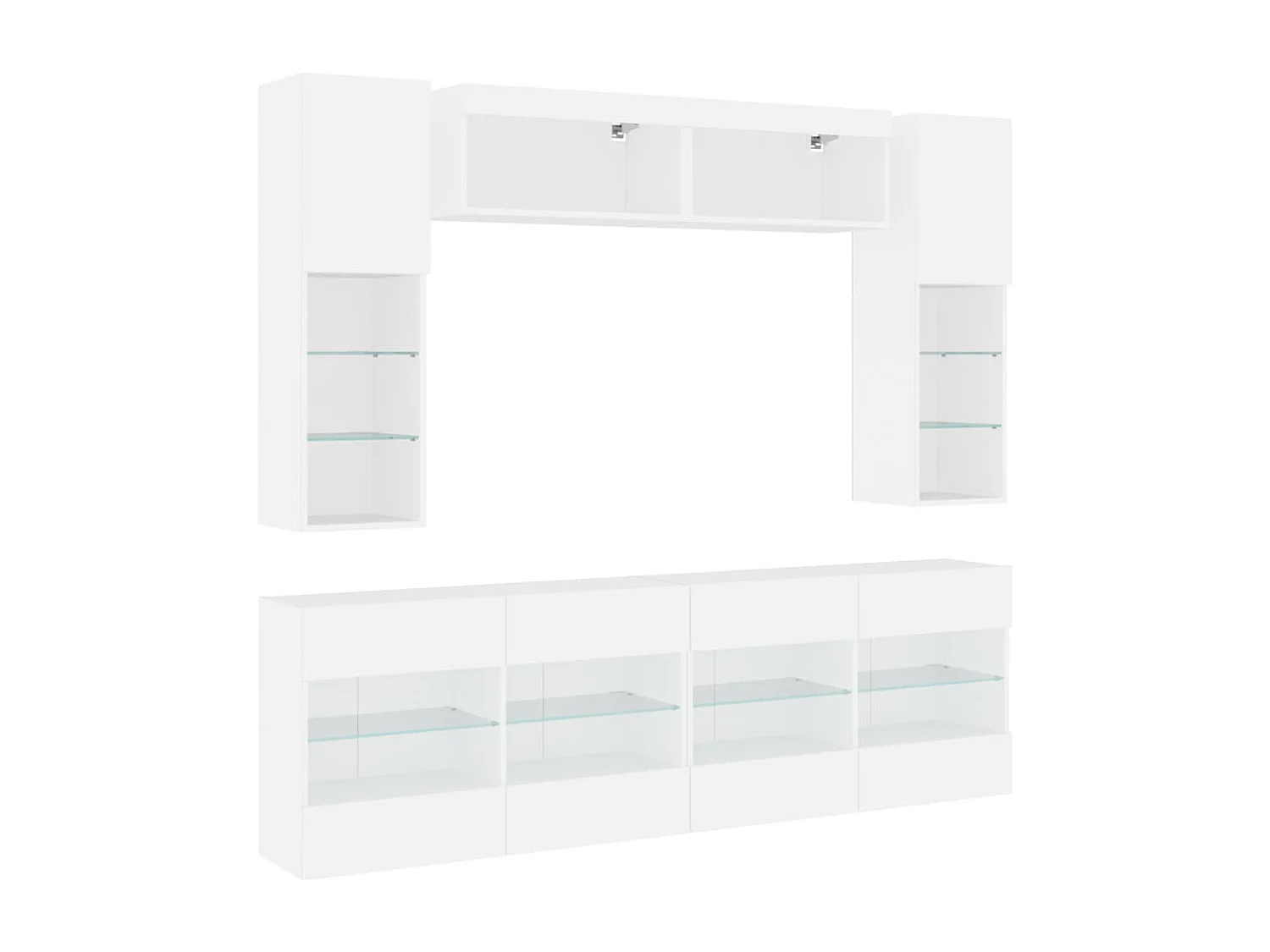 Ensemble de meuble TV muraux 6 pc avec lumière LED blanc