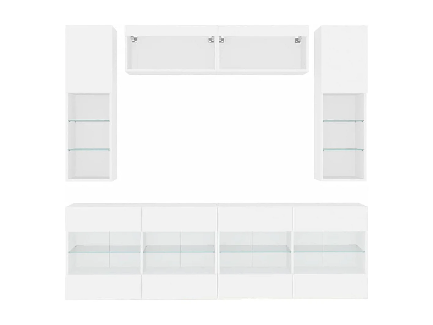 Ensemble de meuble TV muraux 6 pc avec lumière LED blanc