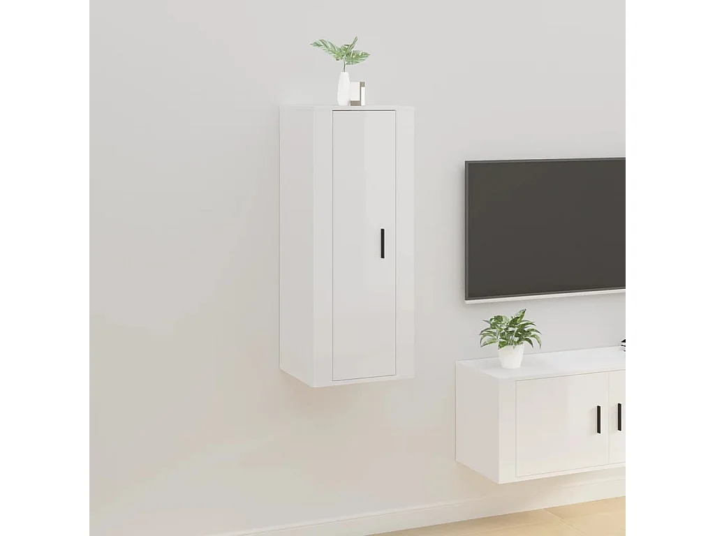 Meuble TV mural Blanc brillant 40x34,5x100