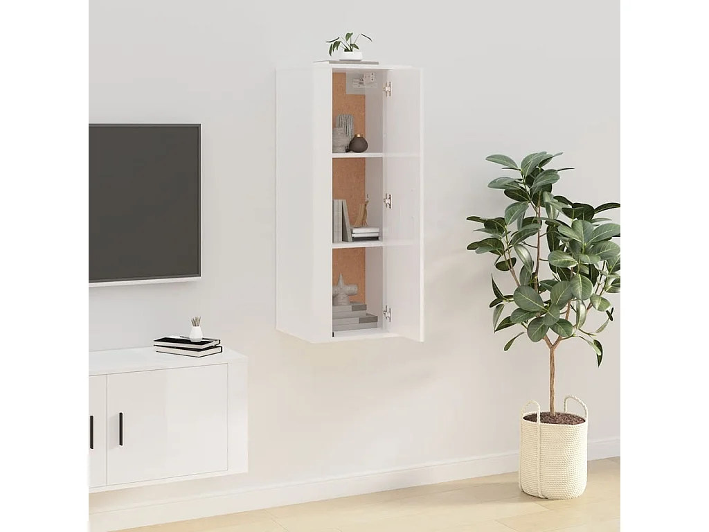 Meuble TV mural Blanc brillant 40x34,5x100