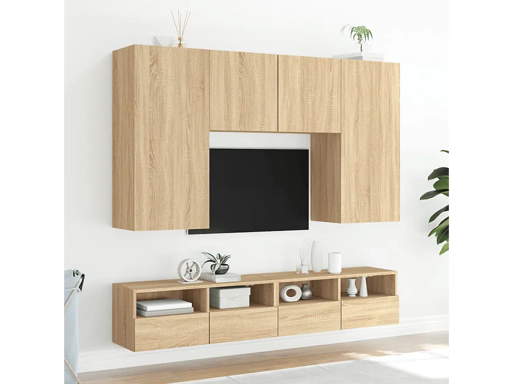 Meuble TV mural chêne sonoma 80x30x30 bois d'ingénierie