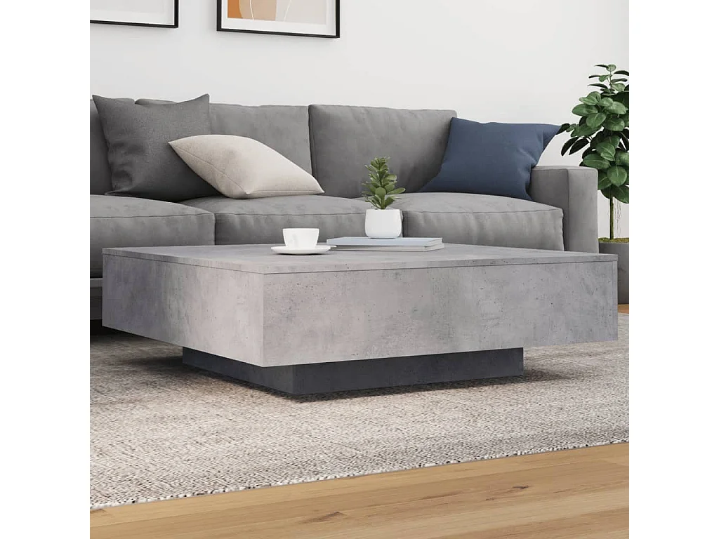 Table base avec lumière LED gris béton 100x100x31