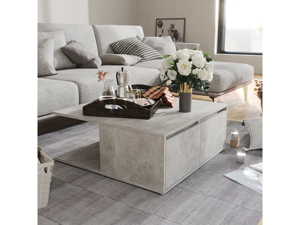 Table base Gris béton 80x80x31