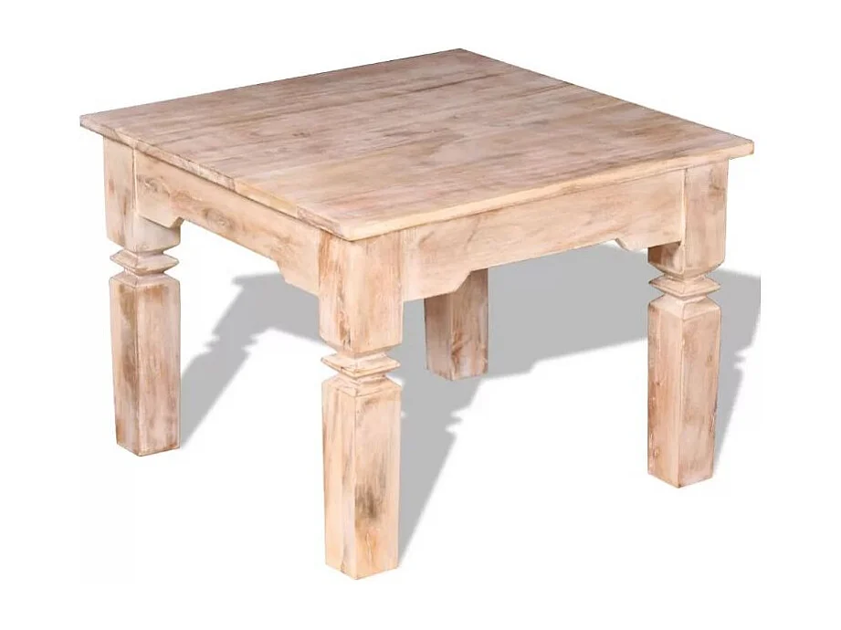 Table base carrée acacia massif clair brossé Mulko