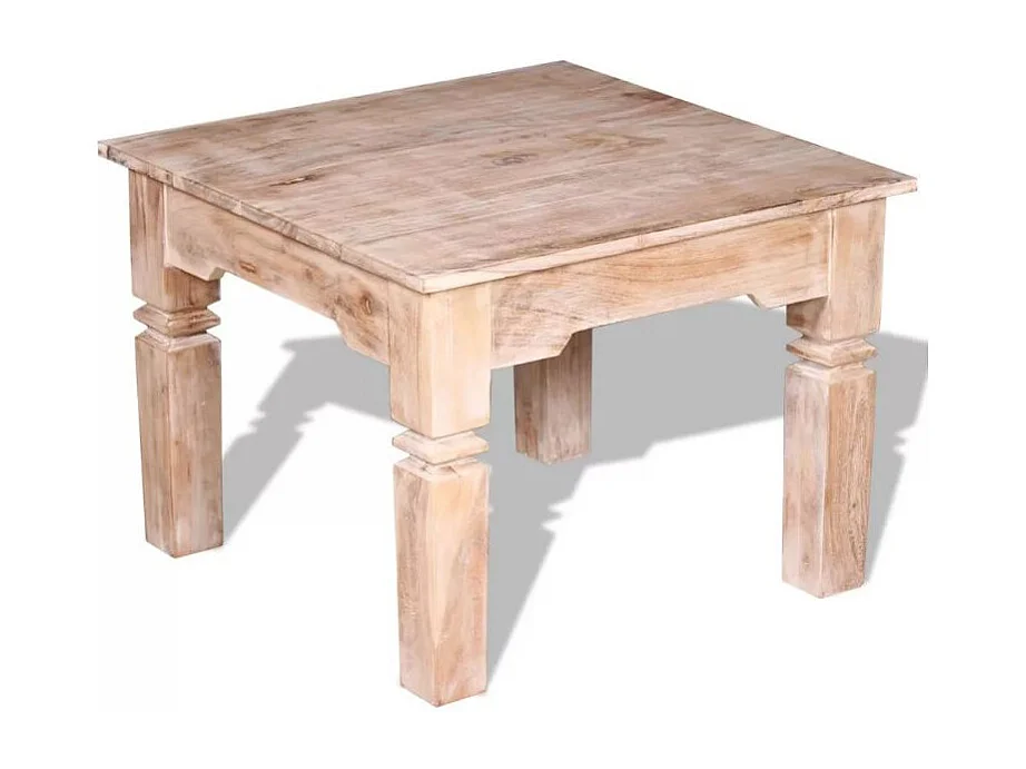 Table base carrée acacia massif clair brossé Mulko