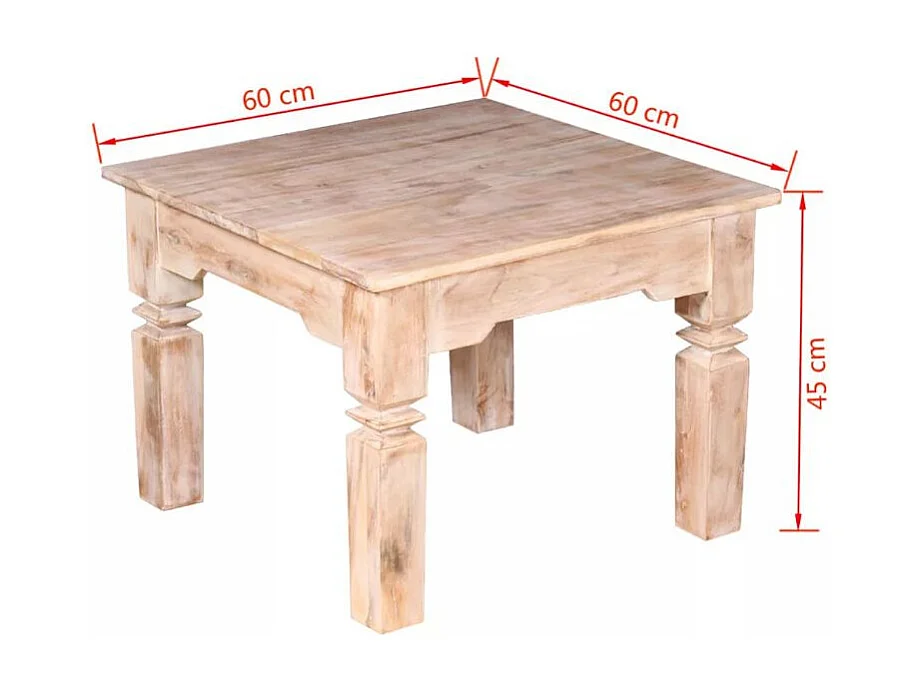 Table base carrée acacia massif clair brossé Mulko