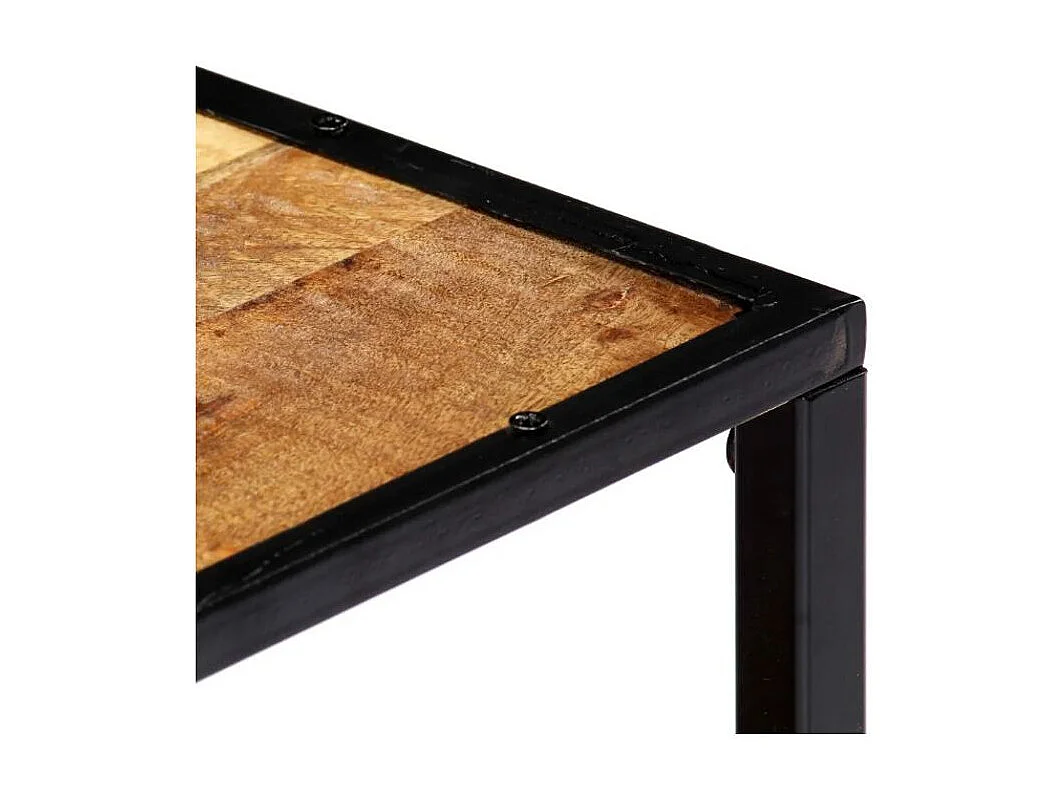 Table base rectangulaire bois massif clair recyclé et métal noir Souly