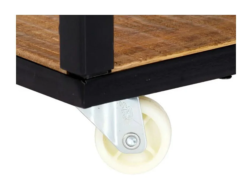 Table base rectangulaire bois massif clair recyclé et métal noir Souly