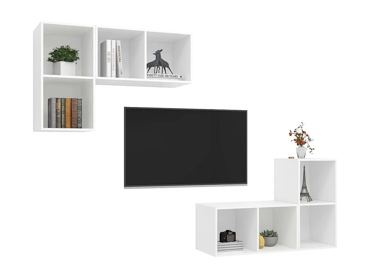 Meuble TV muraux 4 pc Blanc 2