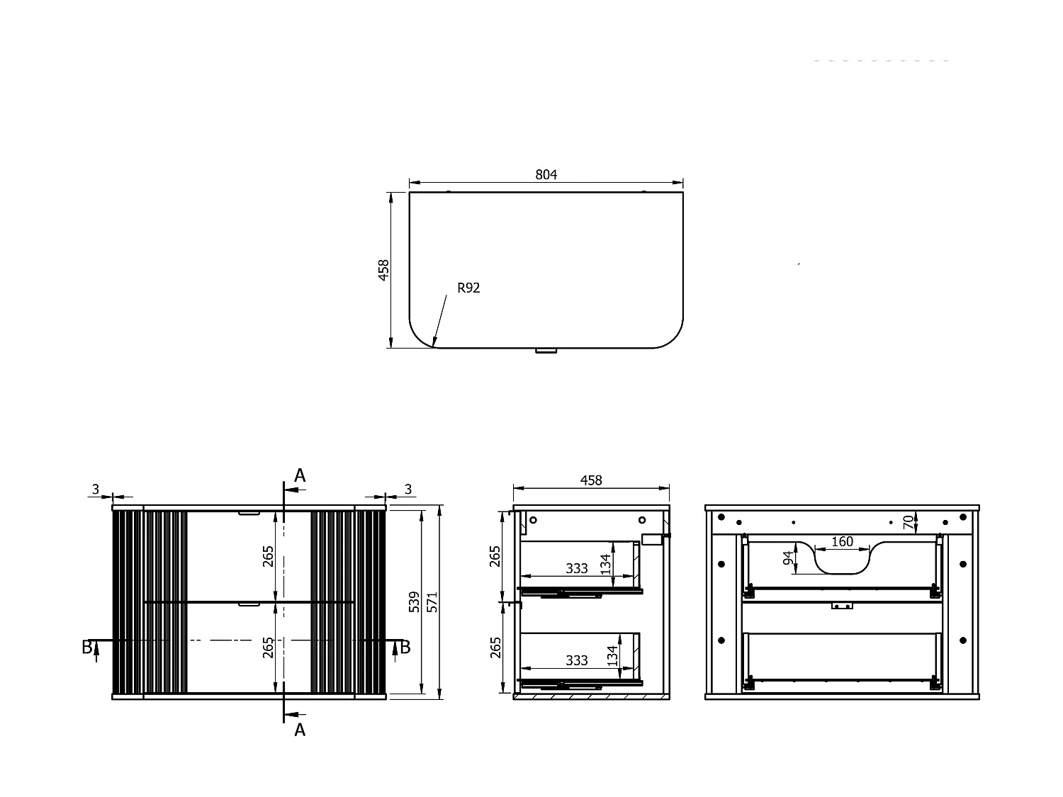 Mobile bagno sospeso con lavabo da appoggio rotondo Naturale chiaro 80 cm - FILOR