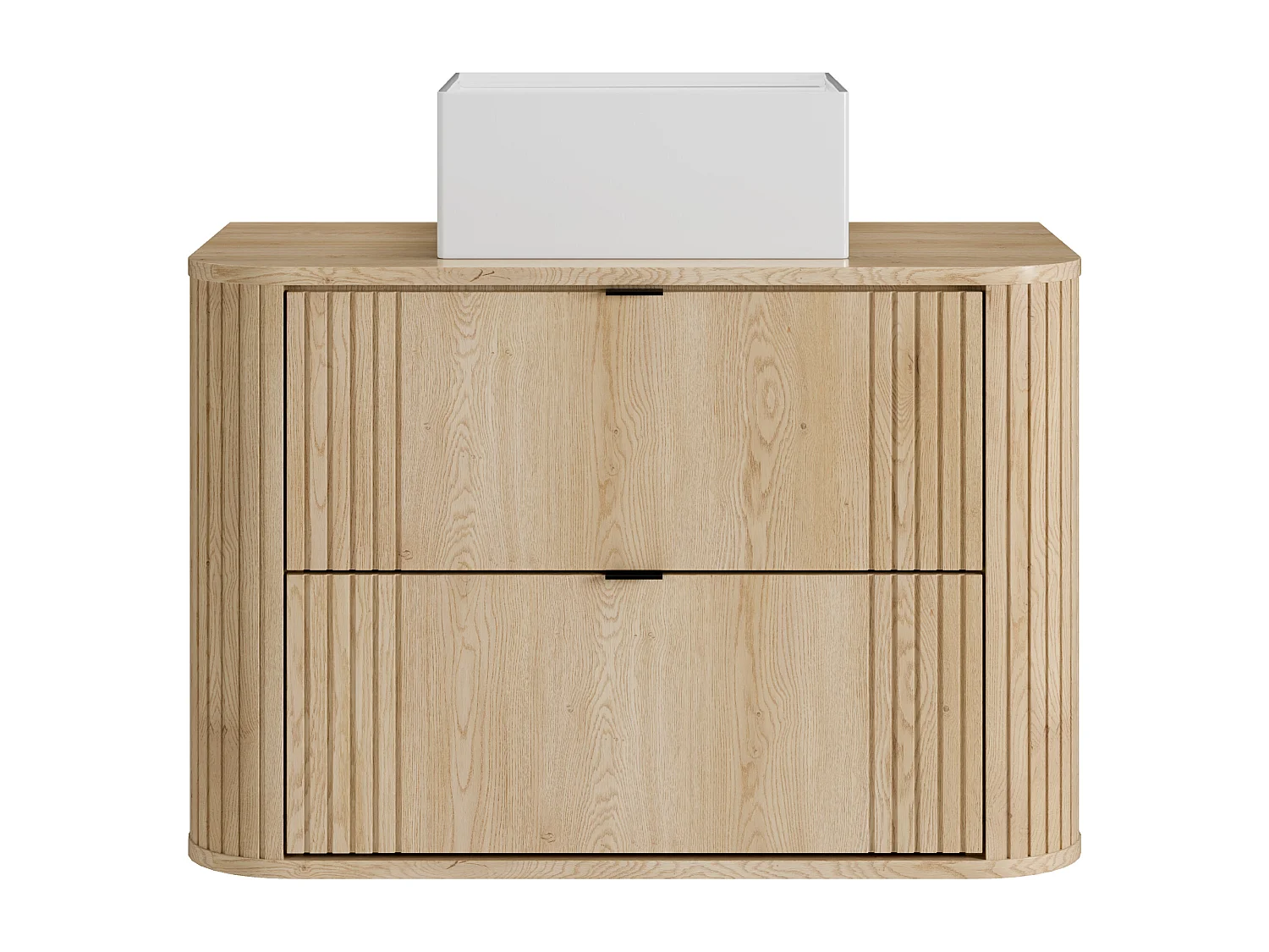Hängender Badschrank mit Aufsatzwaschbecken quadratisch - Helles Naturholz - 80 cm - FILOR