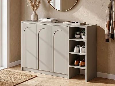 Meuble à chaussures avec 3 portes et 3 niches - Beige - NALYRA