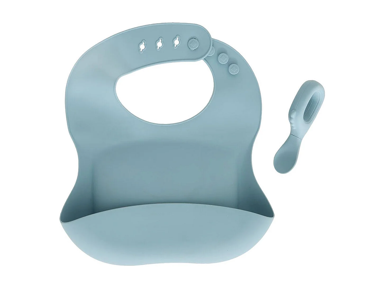 Set Bavoir & Cuillère en Silicone "Yum" 26cm Bleu