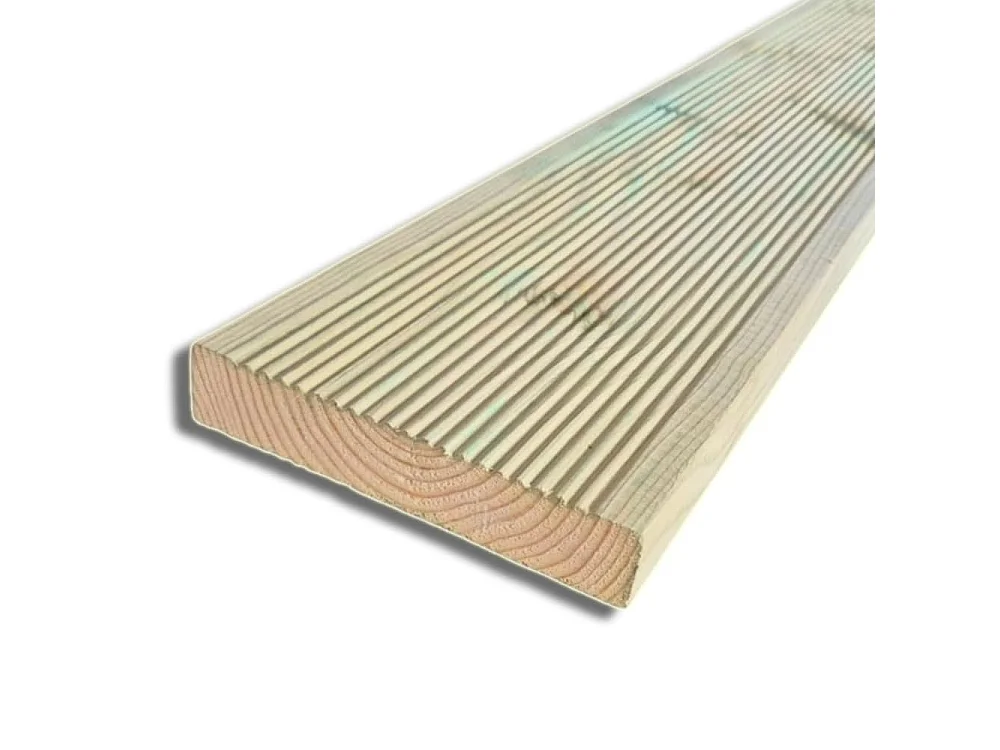 Pavimento in Legno per Esterno da 200x14,5x2,7 cm, in Pino Massello Antiscivolo