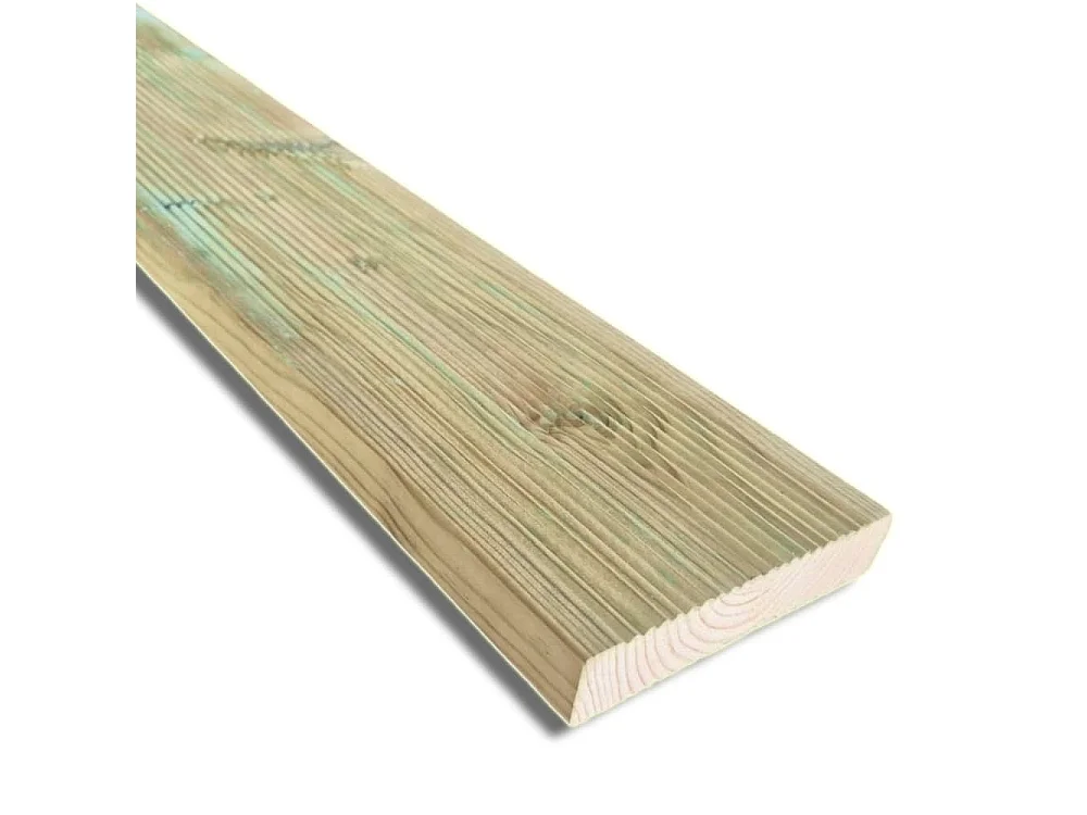 Pavimento in Legno per Esterno da 200x14,5x2,7 cm, in Pino Massello Antiscivolo