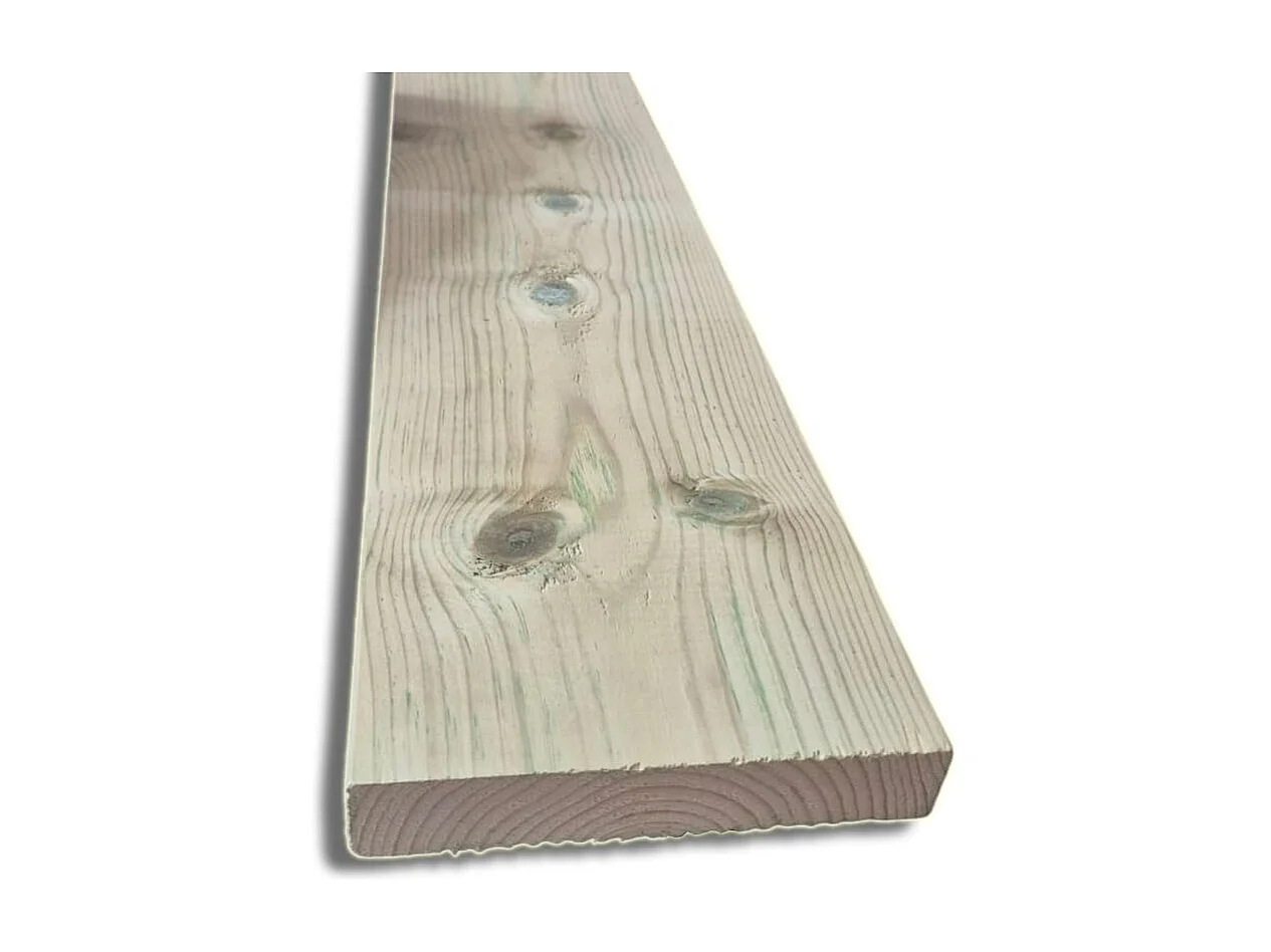 Pavimento in Legno per Esterno da 200x14,5x2,7 cm, in Pino Massello Antiscivolo