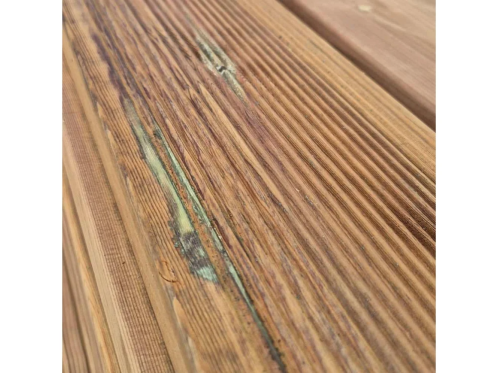 Pavimento in Legno Antiscivolo da 200 cm per Esterno, sezione 14,5x2,8 cm, Doppia Impregnazione, Marrone