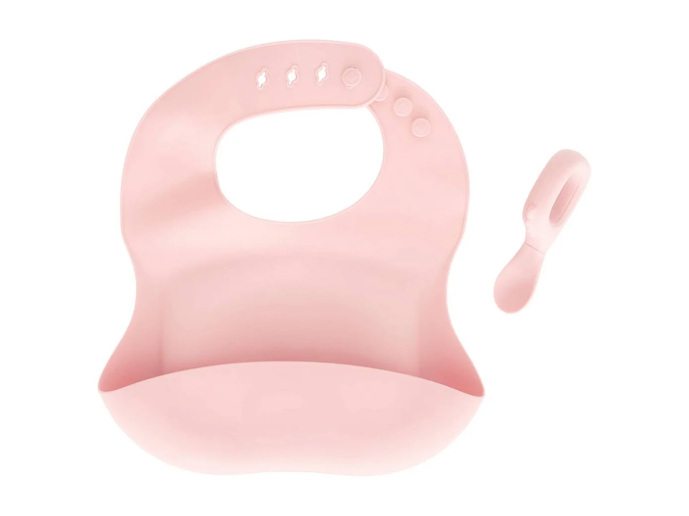Set Bavoir & Cuillère en Silicone "Yum" 26cm Rose