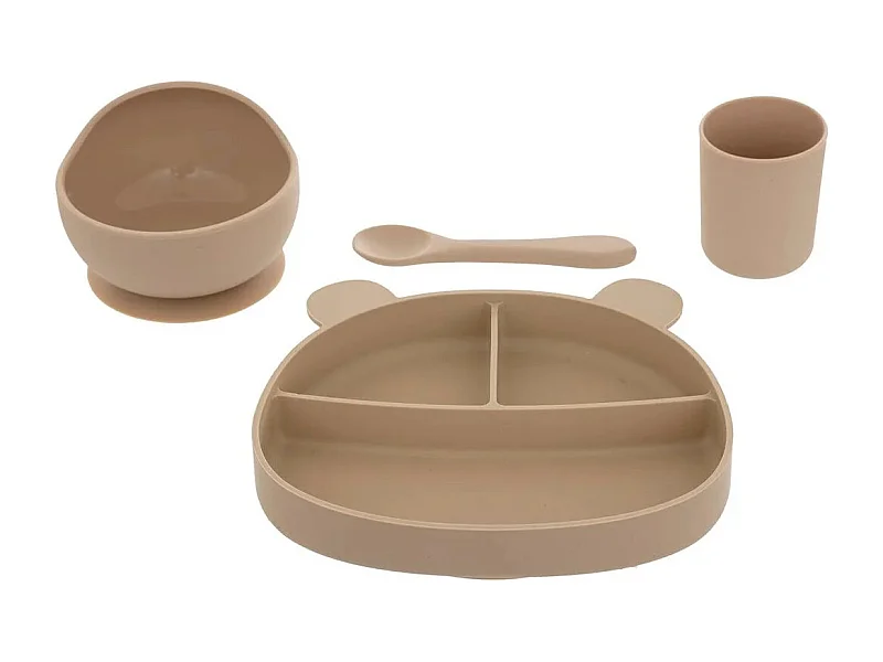 Set Repas Enfant en Silicone "Yum" 21cm Ocre