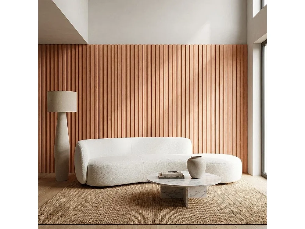 Pannello Decorativo 3D in Legno OkumÃ¨ Naturale - Boiserie e Rivestimento Parete, Altezza 240 cm