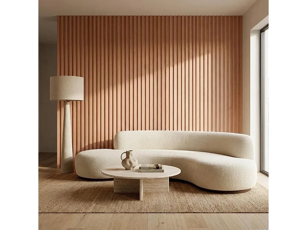 Pannello Decorativo 3D in Legno OkumÃ¨ Naturale - Boiserie e Rivestimento Parete, Altezza 240 cm