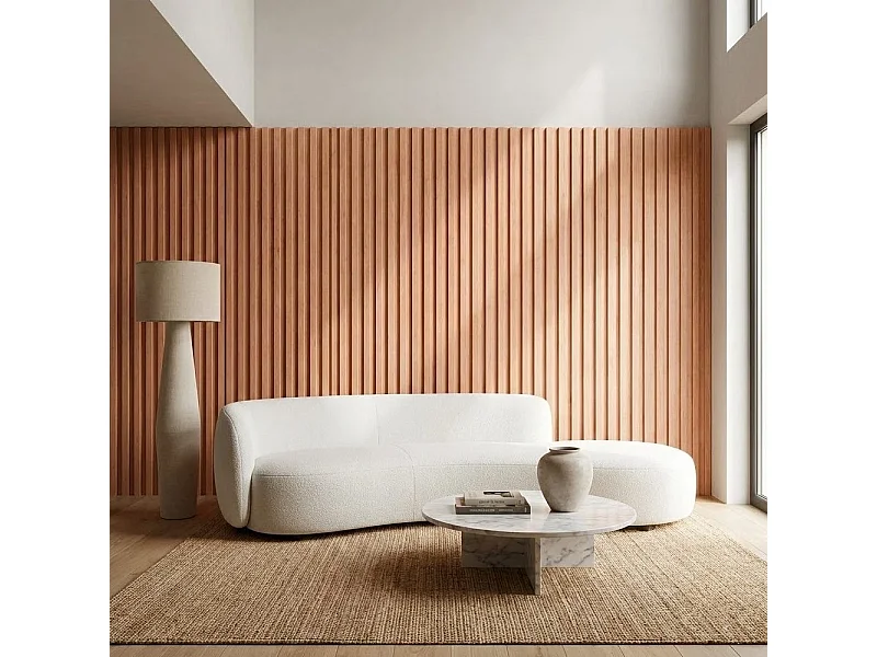 Pannello Decorativo 3D in Legno OkumÃ¨ Naturale - Boiserie e Rivestimento Parete, Altezza 240 cm