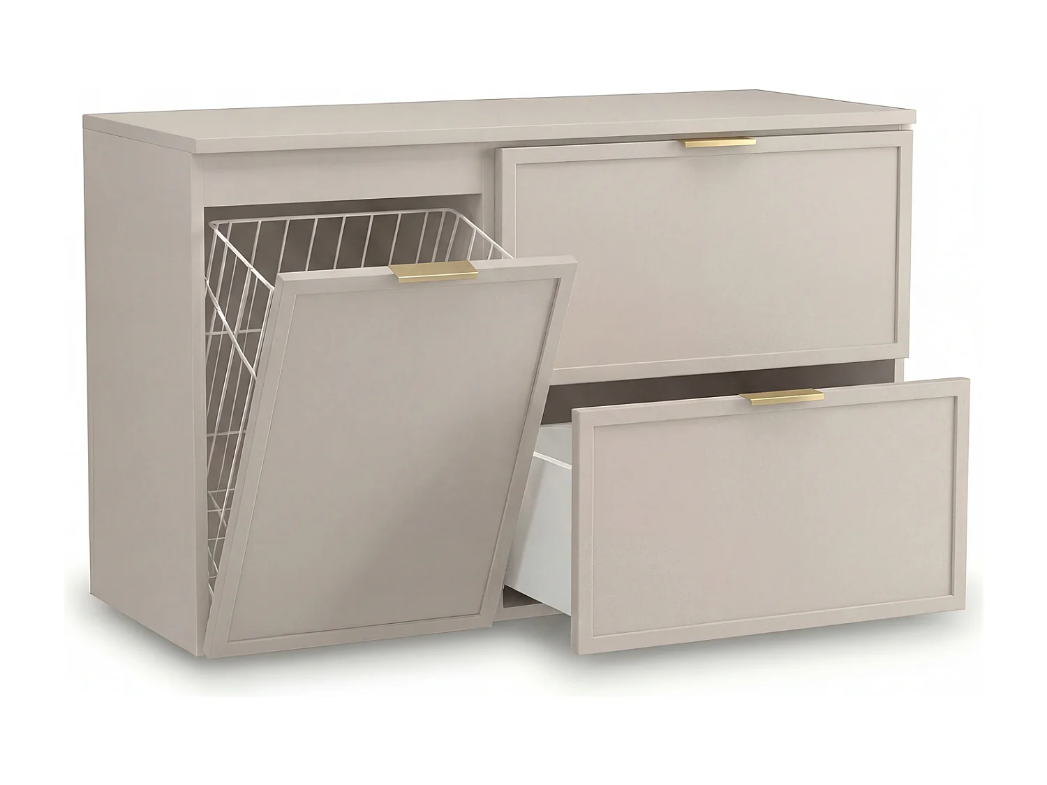 Armario de cachemira para lavabo con cesto para la ropa sucia, 100 cm, frentes con marco Roma