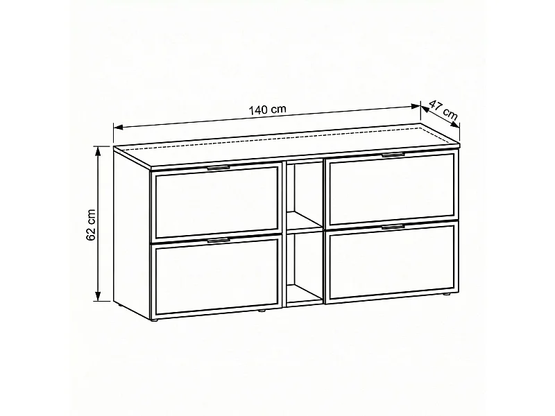Armario de cachemira para lavabo con encimera y estantería de 140 cm. Frentes con marco Roma.