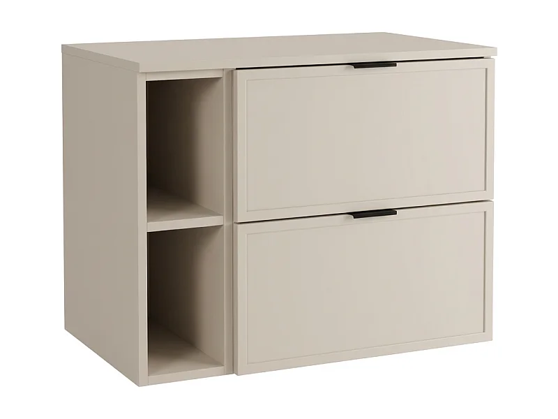 Armario de cachemira para lavabo con encimera y estantería de 80 cm. Frentes con marco Roma.