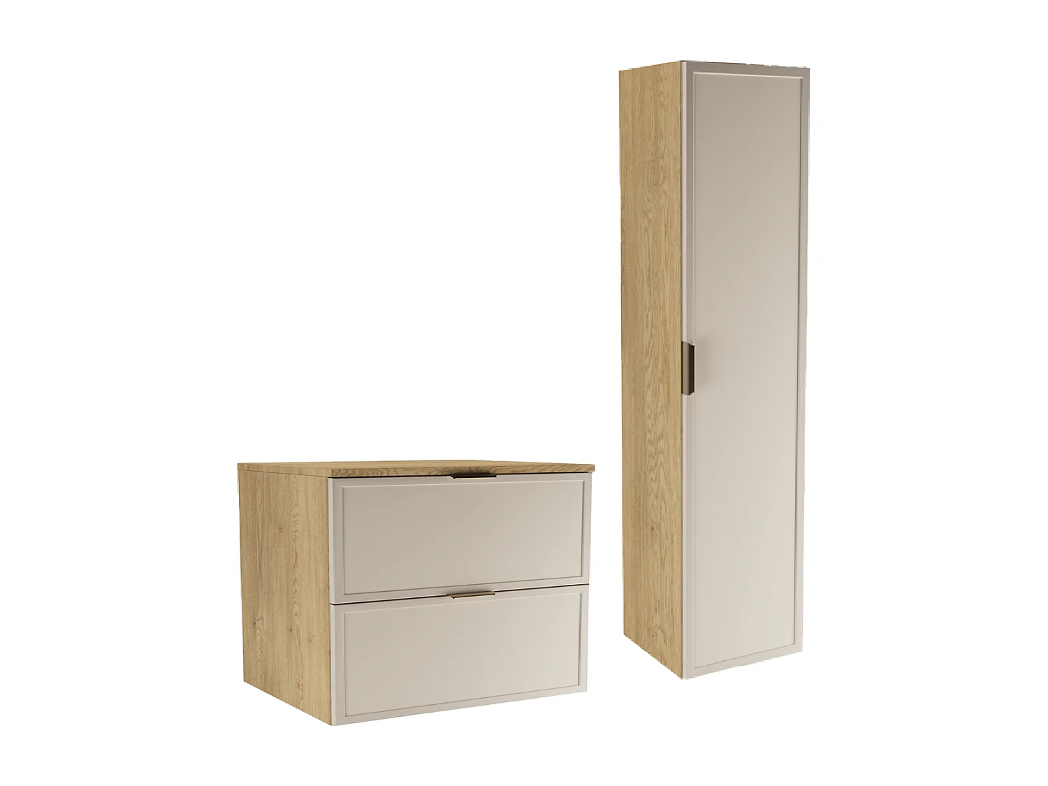 Set per bagno 80 cm Mobile con piano Colonna Frontali Cornice Rovere Cremona / Kashmir Roma