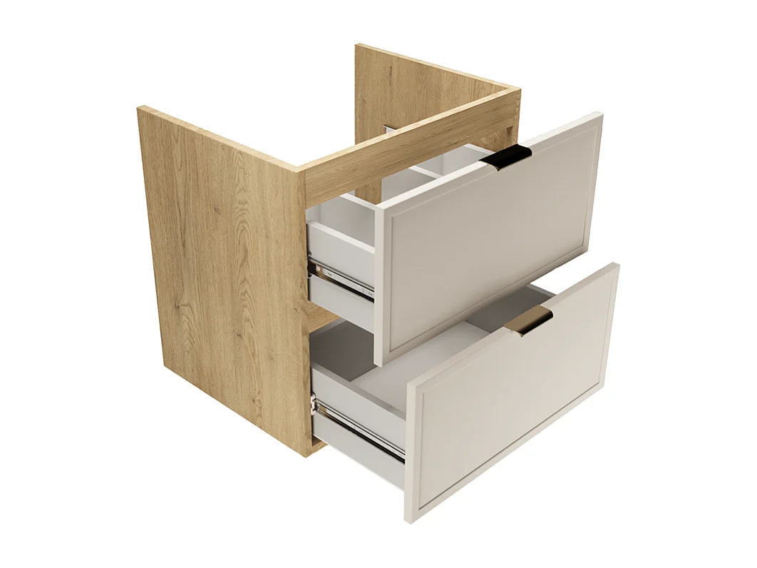 Set per bagno 80 cm Mobile con piano Colonna Frontali Cornice Rovere Cremona / Kashmir Roma