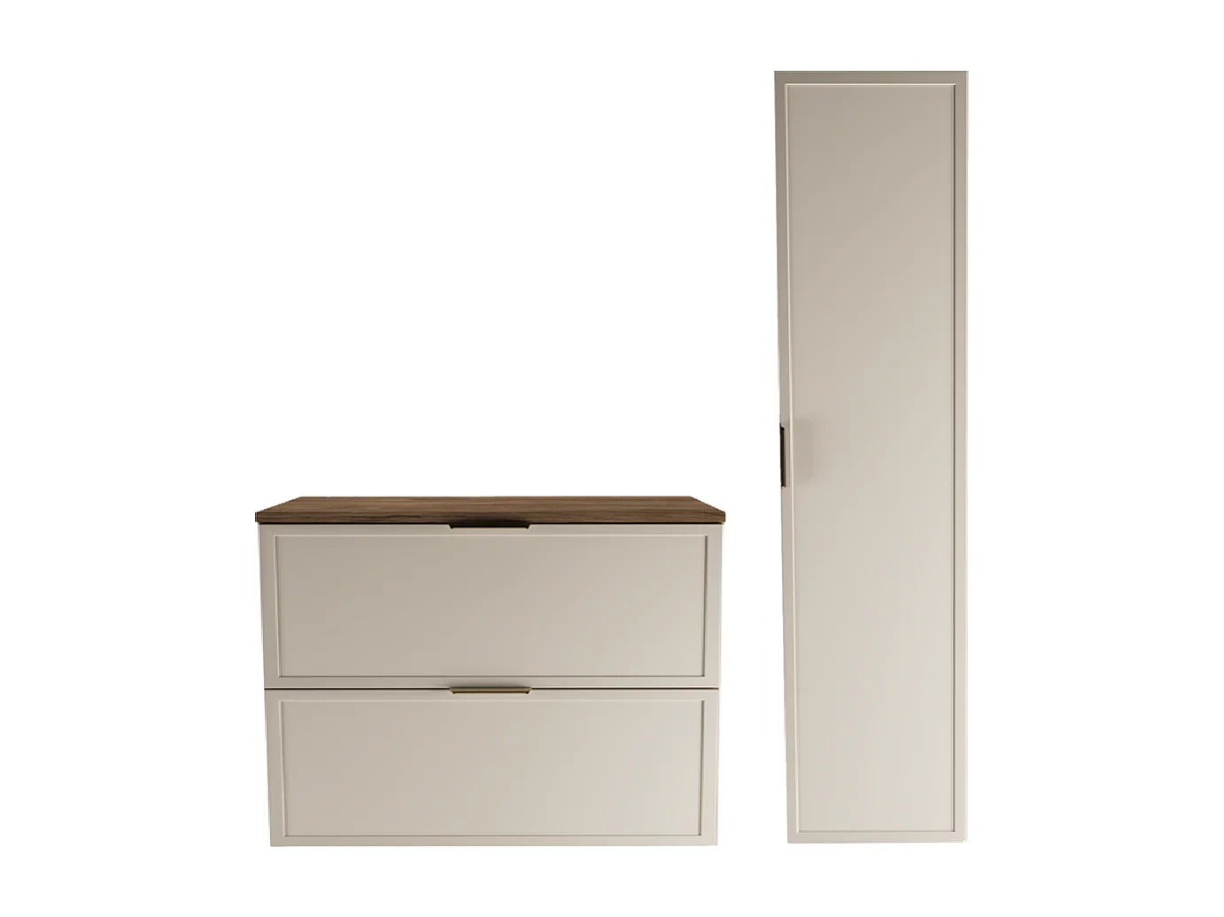 Set per bagno 80 cm Mobile con piano Colonna Frontali Cornice Rovere Noce / Kashmir Roma