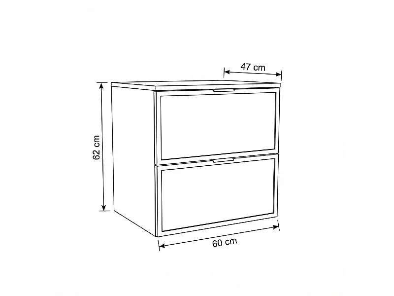 Armario de cachemira para lavabo con encimera de 60 cm. Frentes con marco Roma.